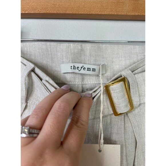 NWT The Femm Linen Detachable Belt Wide Leg Iris Pant Natural Women's Size: XS - Picture 6 of 8